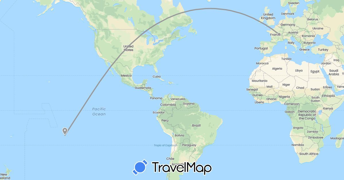 TravelMap itinerary: driving, plane in France (Europe)